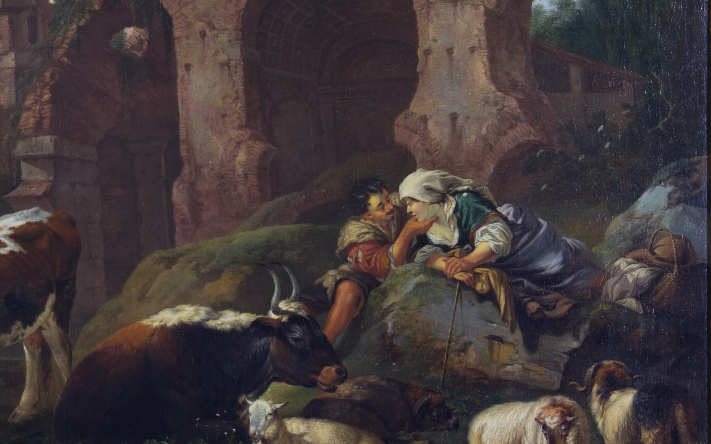 Roos LG 83-42 Italienische Landschaft mit Bauern, Detail