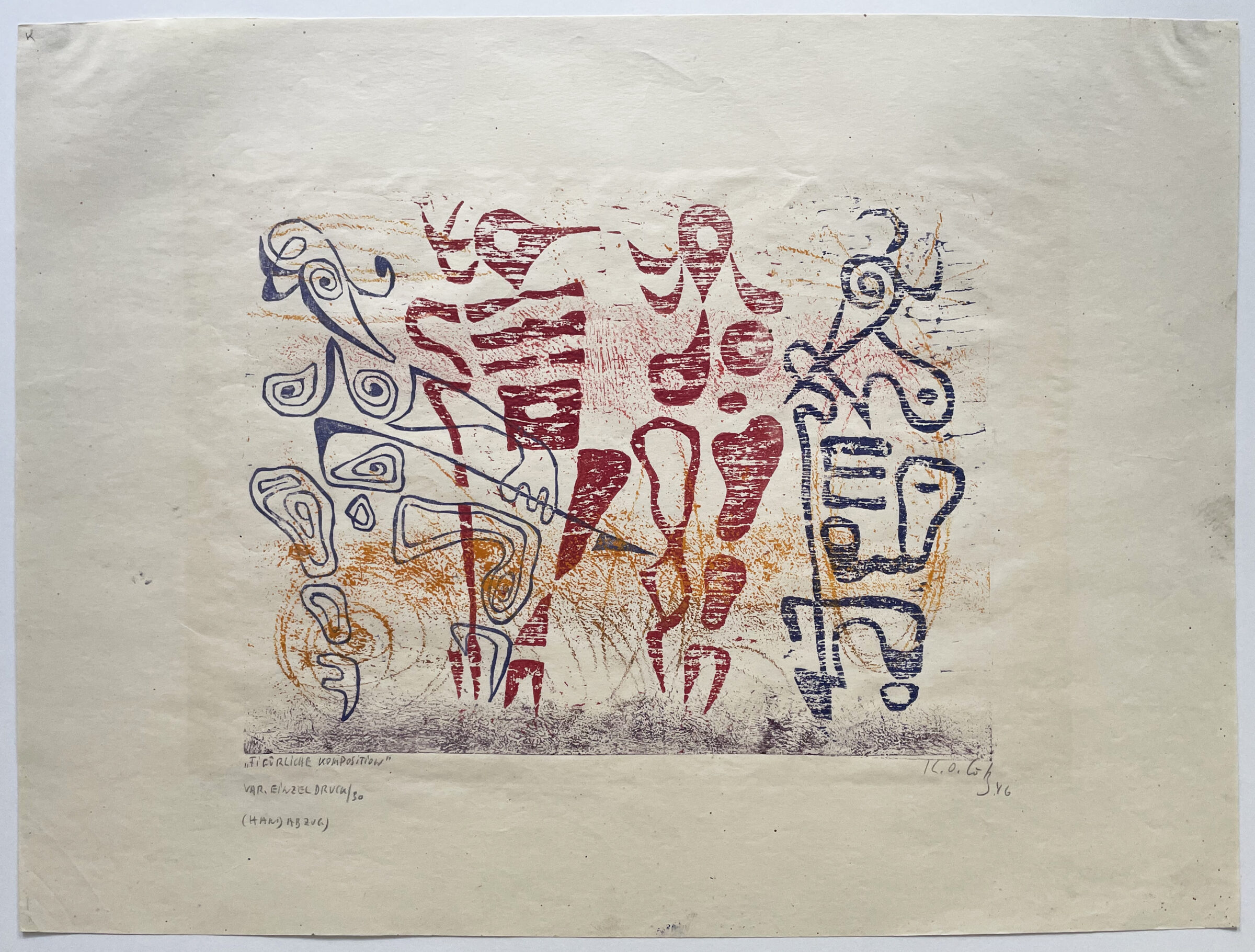 2_Götz_Figürliche Komposition_1946 Grafik des Künstlers K.O. Götz "Figürliche Komposition"