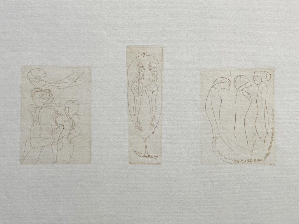 3 Grafikarbeiten des Künstlers Gerhard Altenbourg nebeneinander