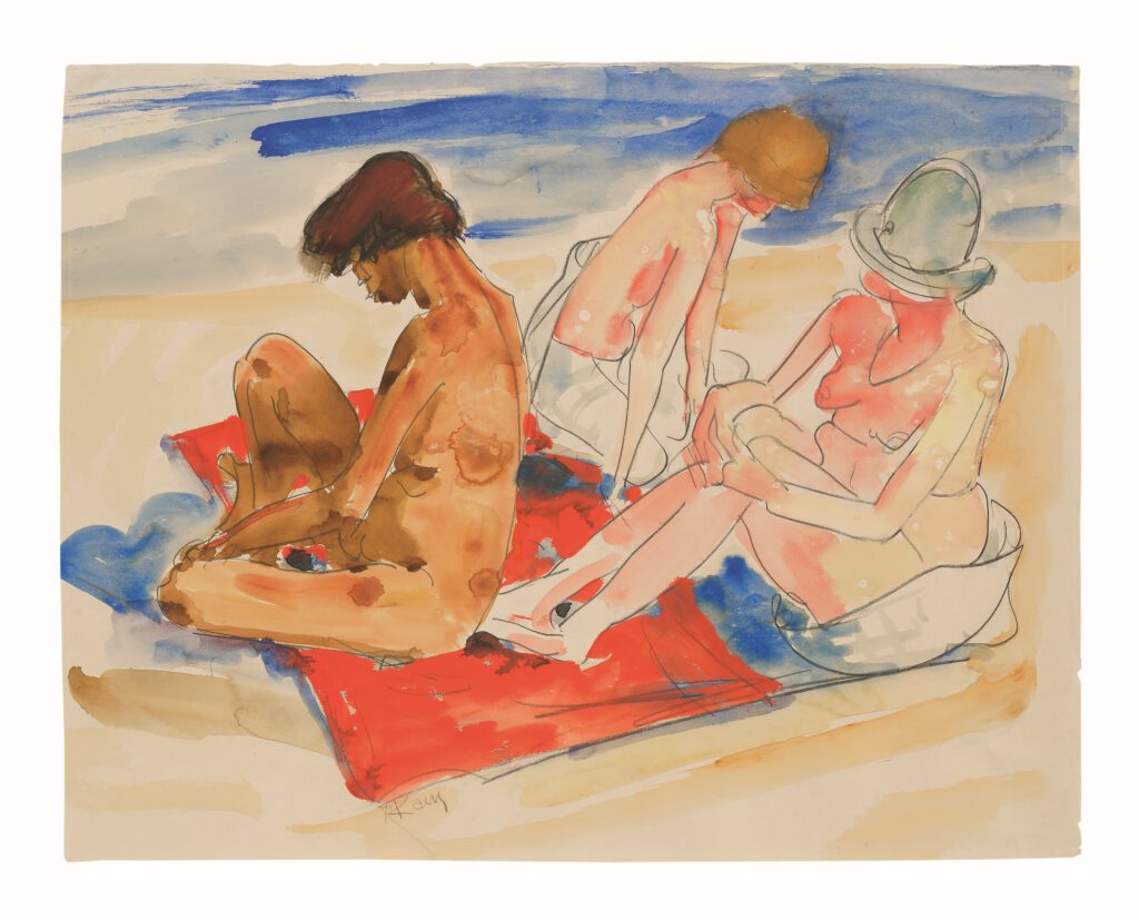 Max Kaus, Badende, um 1925, Aquarellfarbe, Bleistift, mpk, Graphische Sammlung, Inv.-Nr. 5776, © VG-Bild 2025, Foto mpk