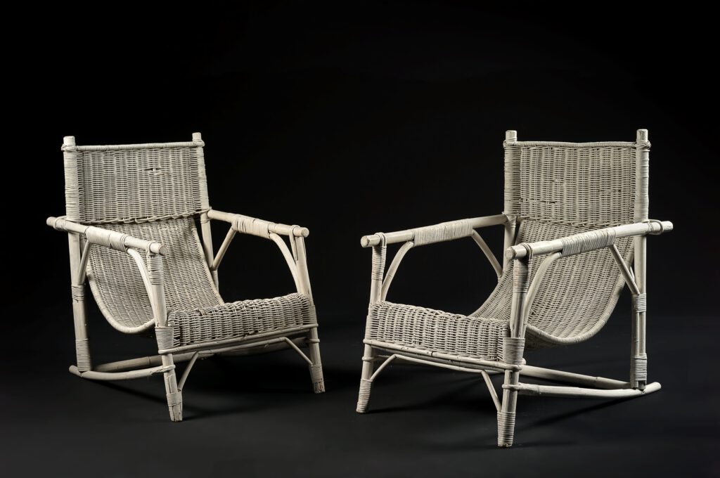 Transat (Lehnstuhl) | Rattan und Bambus, weiß lackiert | ca. 1929 | © Collection Alexandre De Vos, Paris