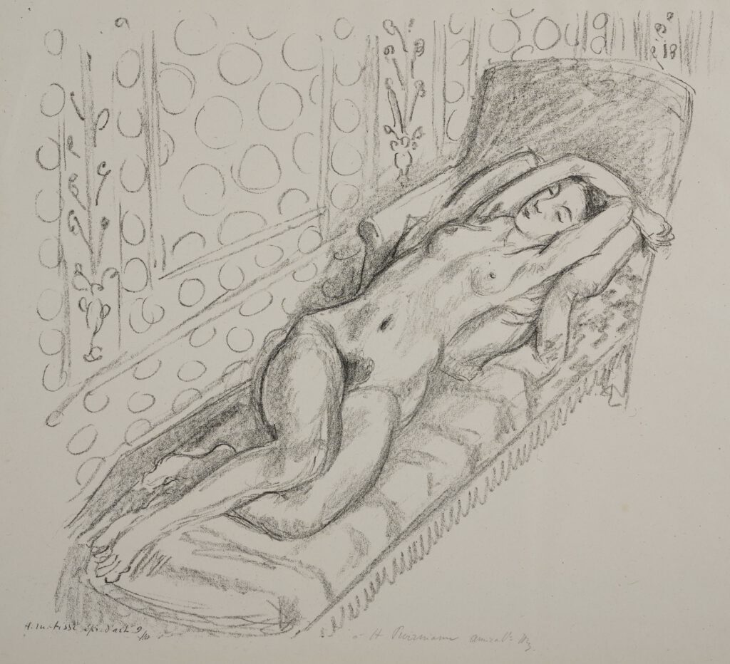 Ein Geschenk Hans Purrmanns an das mpk: Henri Matisse, Liegender Akt – Nu au canap, 1922, Lithografie, mpk, Graphische Sammlung, Inv.-Nr. 57/50, Foto: Tobias Lück/mpk