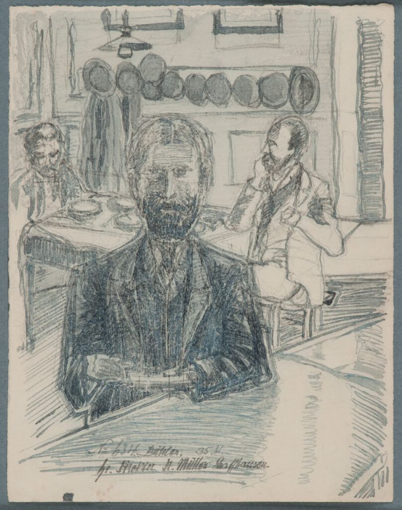 Franz Karl Bühler, "N° 634. Bühler. 35. bl. / Hr. Direktor Dr. Müller Schaffhausen." [Selbstporträt], 29.11.1899, Foto und © Sammlung Prinzhorn